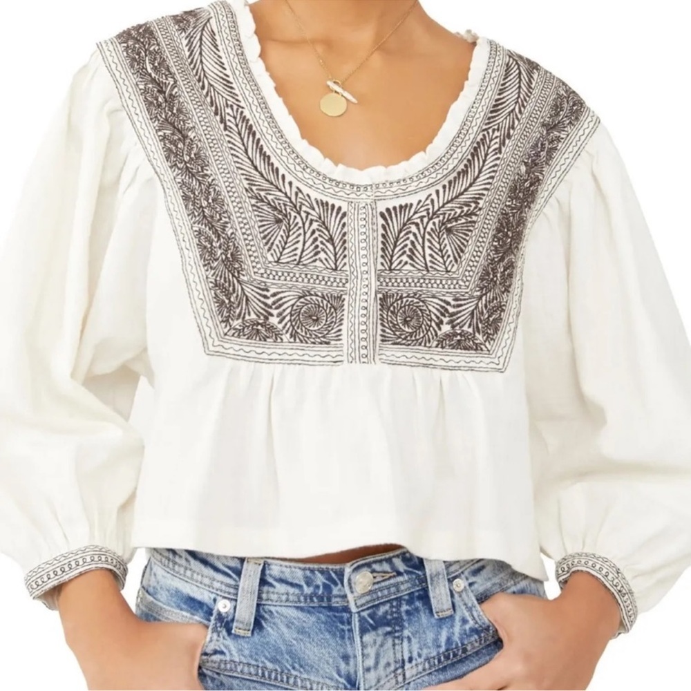Free People Iggy Embroidered Top